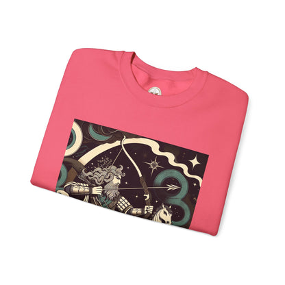 Unisex Heavy Blend™ Crewneck Sweatshirt, Man With Arrow Sagittarius Zodiac Design