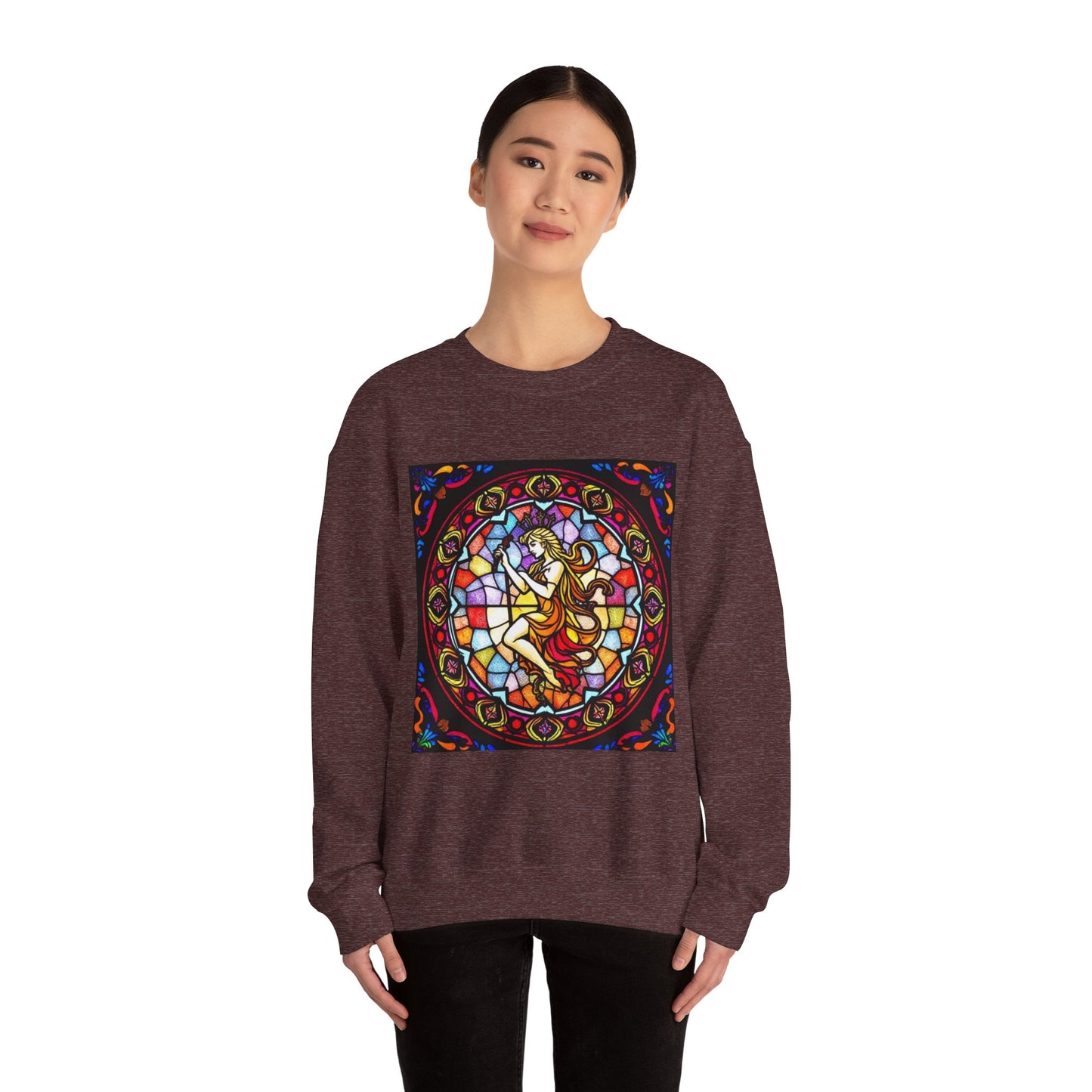 Unisex Heavy Blend™ Crewneck Sweatshirt, Glass, Virgo Zodiac Design