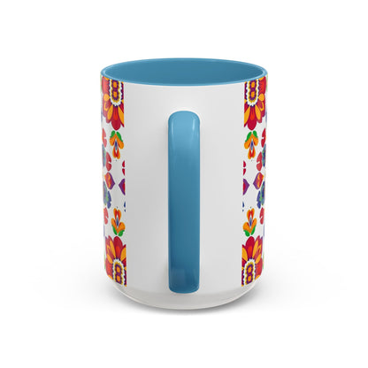 Accent Coffee Mug, Libra, Zodiac v1, Flower Pattern, (11, 15oz)