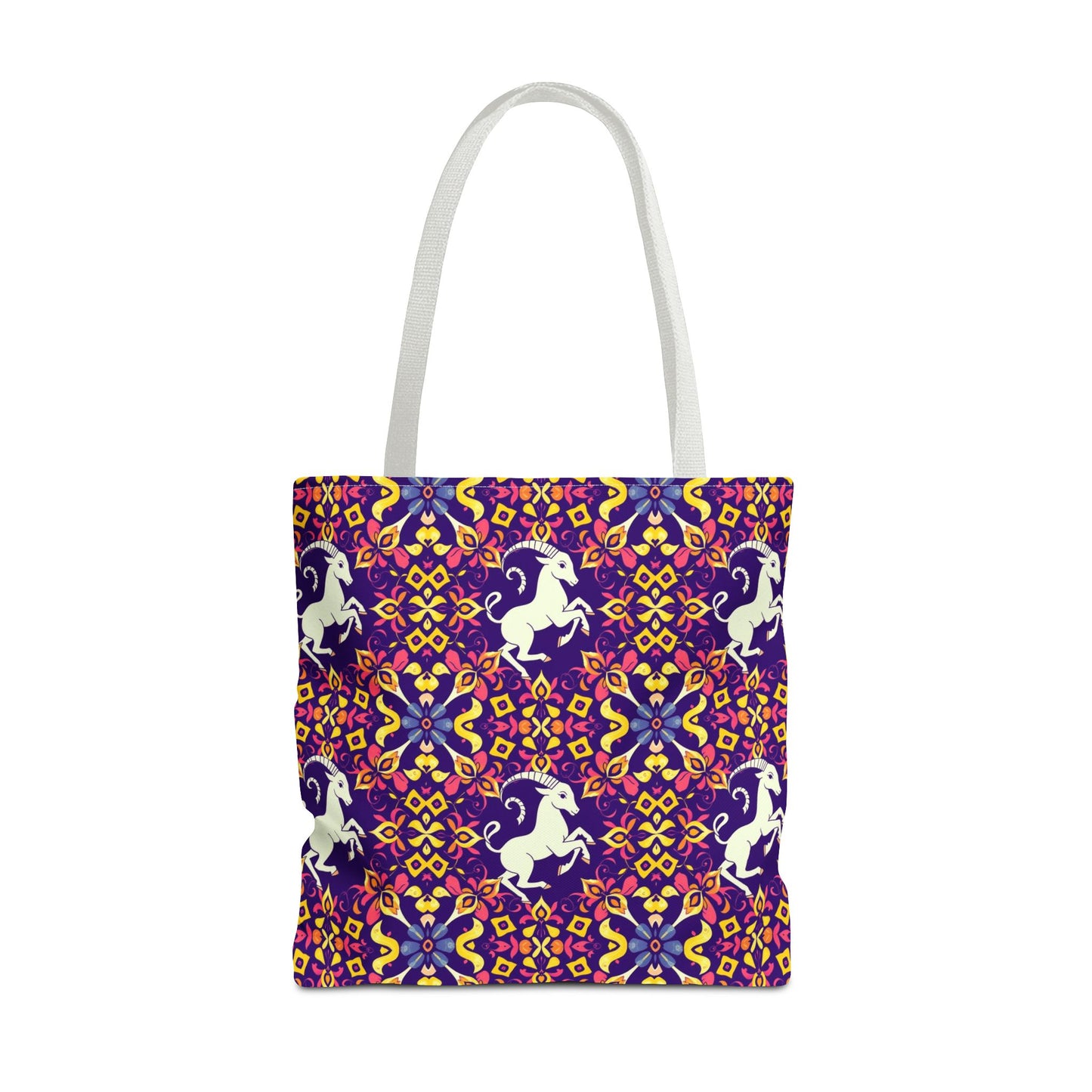 Tote Bag (AOP), Capricorn, Zodiac v2, Flower Pattern
