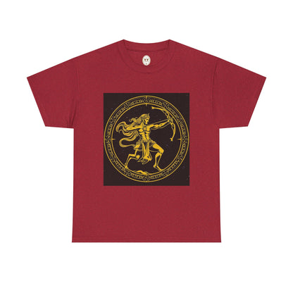 Unisex Heavy Cotton T-Shirt, Mythical Faun/Satyr, Sagittarius Zodiac Design
