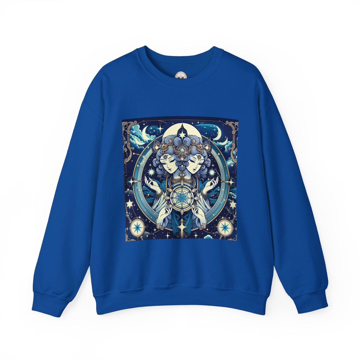 Unisex Heavy Blend™ Crewneck Sweatshirt,Twin Body, Gemini Zodiac Design