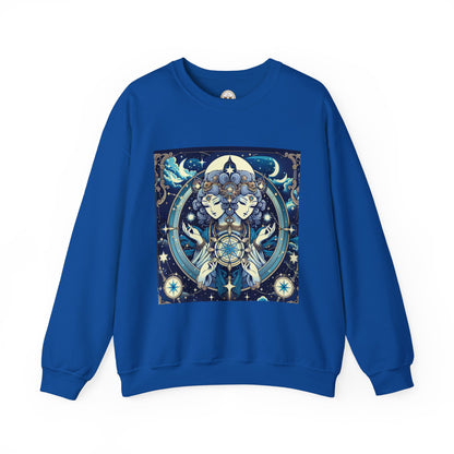 Unisex Heavy Blend™ Crewneck Sweatshirt,Twin Body, Gemini Zodiac Design