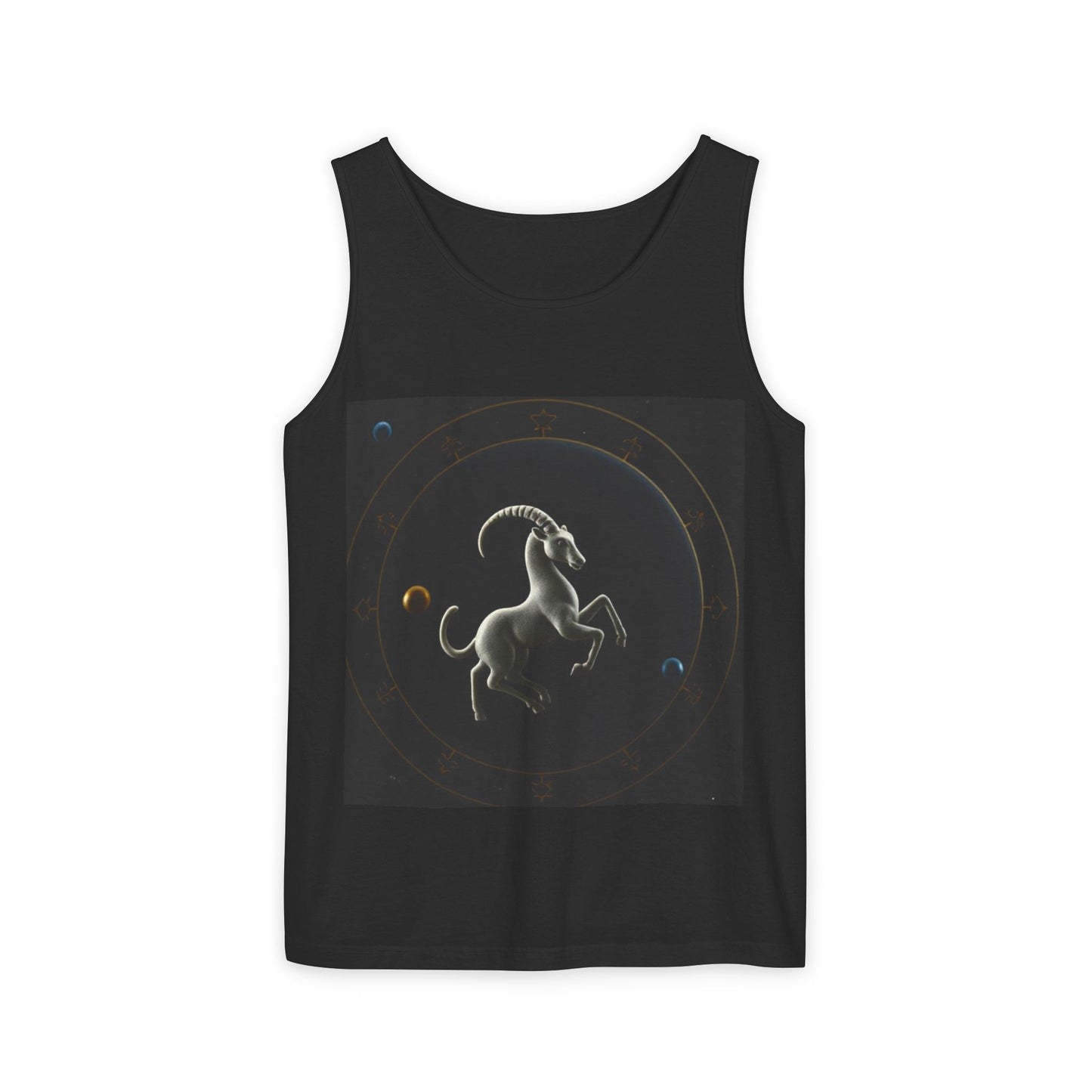 Unisex Garment-Dyed, Tank Top, Capricorn Design, Space Animal v1, 100% US cotton