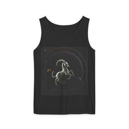 Unisex Garment-Dyed, Tank Top, Capricorn Design, Space Animal v1, 100% US cotton