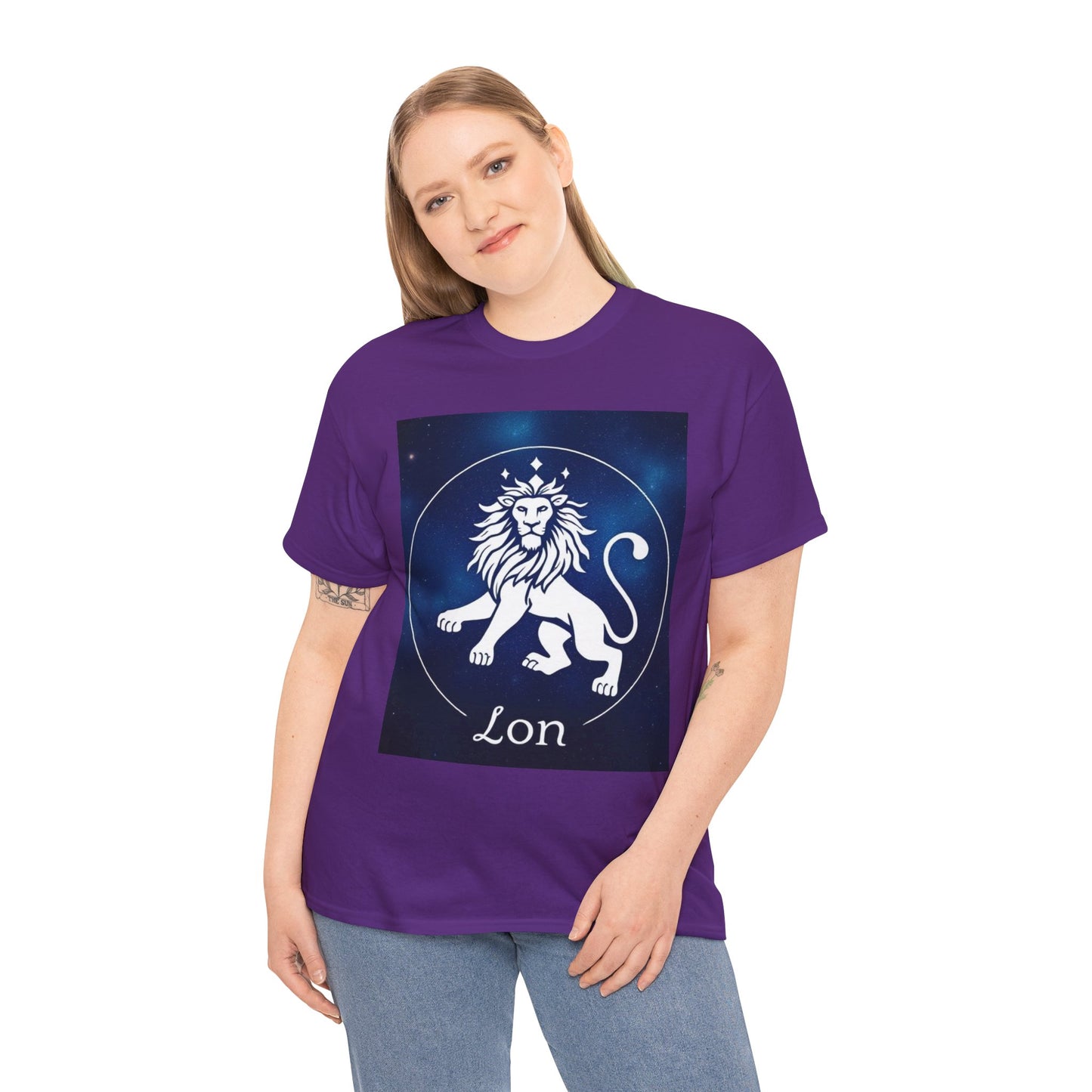Unisex Heavy Cotton T-Shirt, Space Lion v1, Leo Zodiac Design