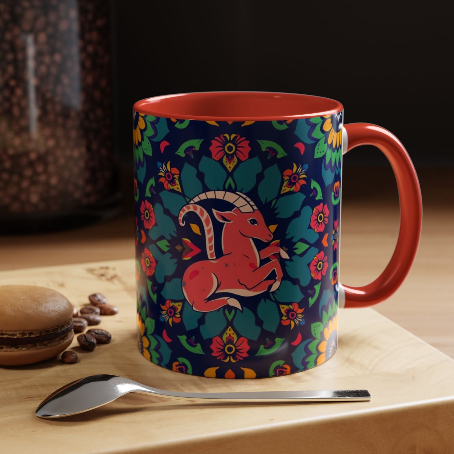 Accent Coffee Mug, Capricorn, Zodiac, Flower Pattern, (11, 15oz)