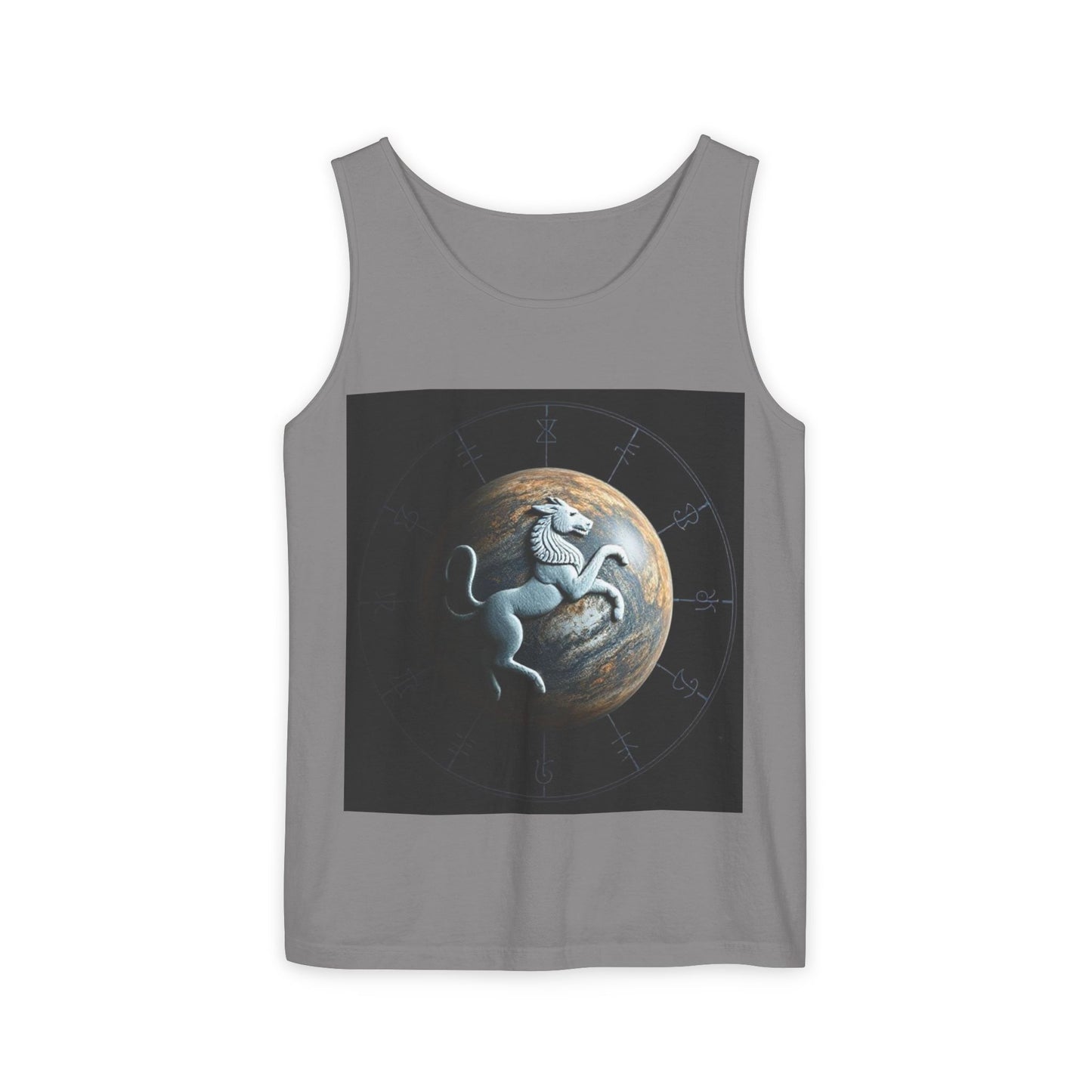 Unisex Garment-Dyed, Tank Top, Aquarius Design, Planet Animal, 100% Ringspun US cotton