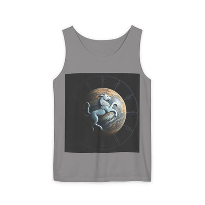 Unisex Garment-Dyed, Tank Top, Aquarius Design, Planet Animal, 100% Ringspun US cotton