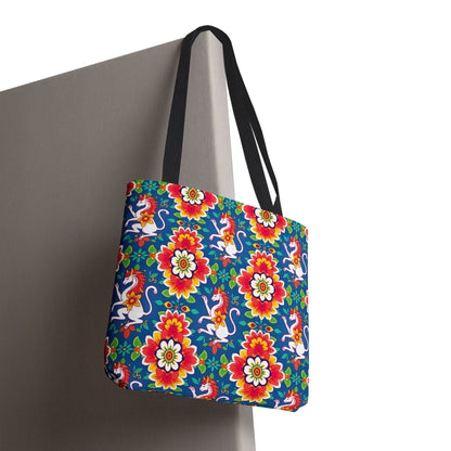 Tote Bag, (AOP), Virgo, Zodiac v2, Flower Pattern