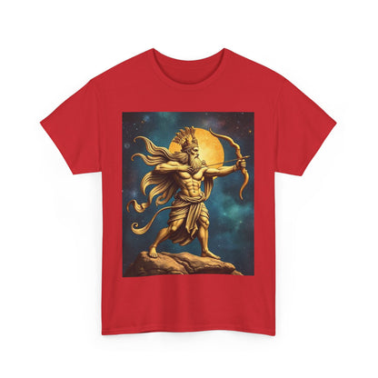 Unisex Heavy Cotton T-Shirt, Midnight Arrow v1, Sagittarius Zodiac Design