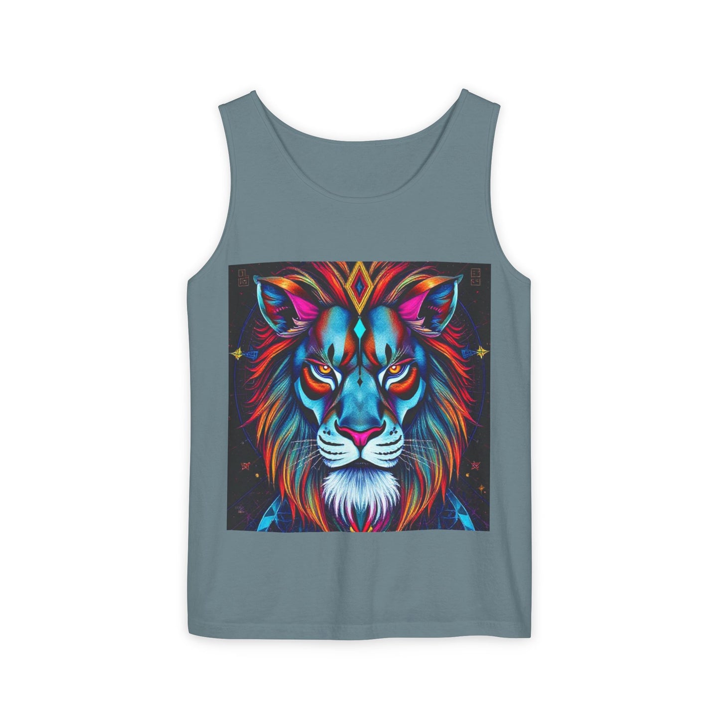 Unisex Garment-Dyed, Tank Top, Leo, Pop Art v1, 100% US cotton