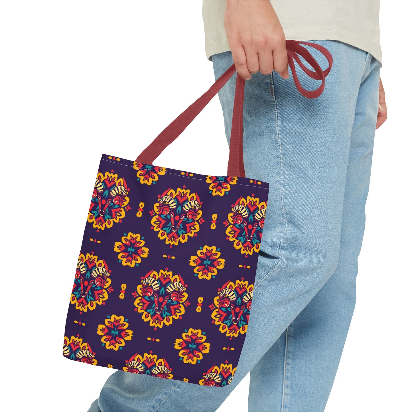 Tote Bag (AOP), Taurus, Zodiac v2, Flower Pattern