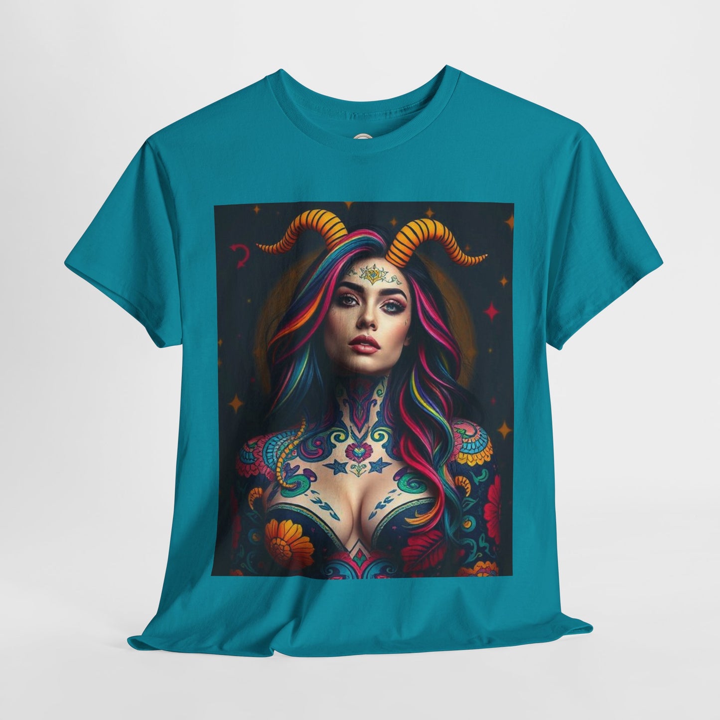 Unisex Heavy Cotton T-Shirt, Capricorn, Zodiac, Sexy Art