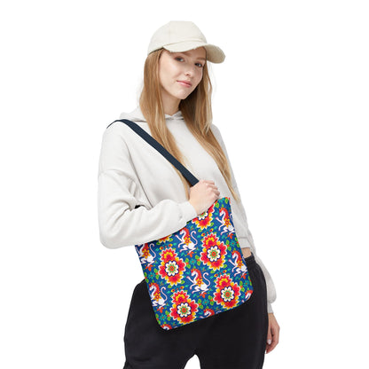 Tote Bag, (AOP), Virgo, Zodiac v2, Flower Pattern