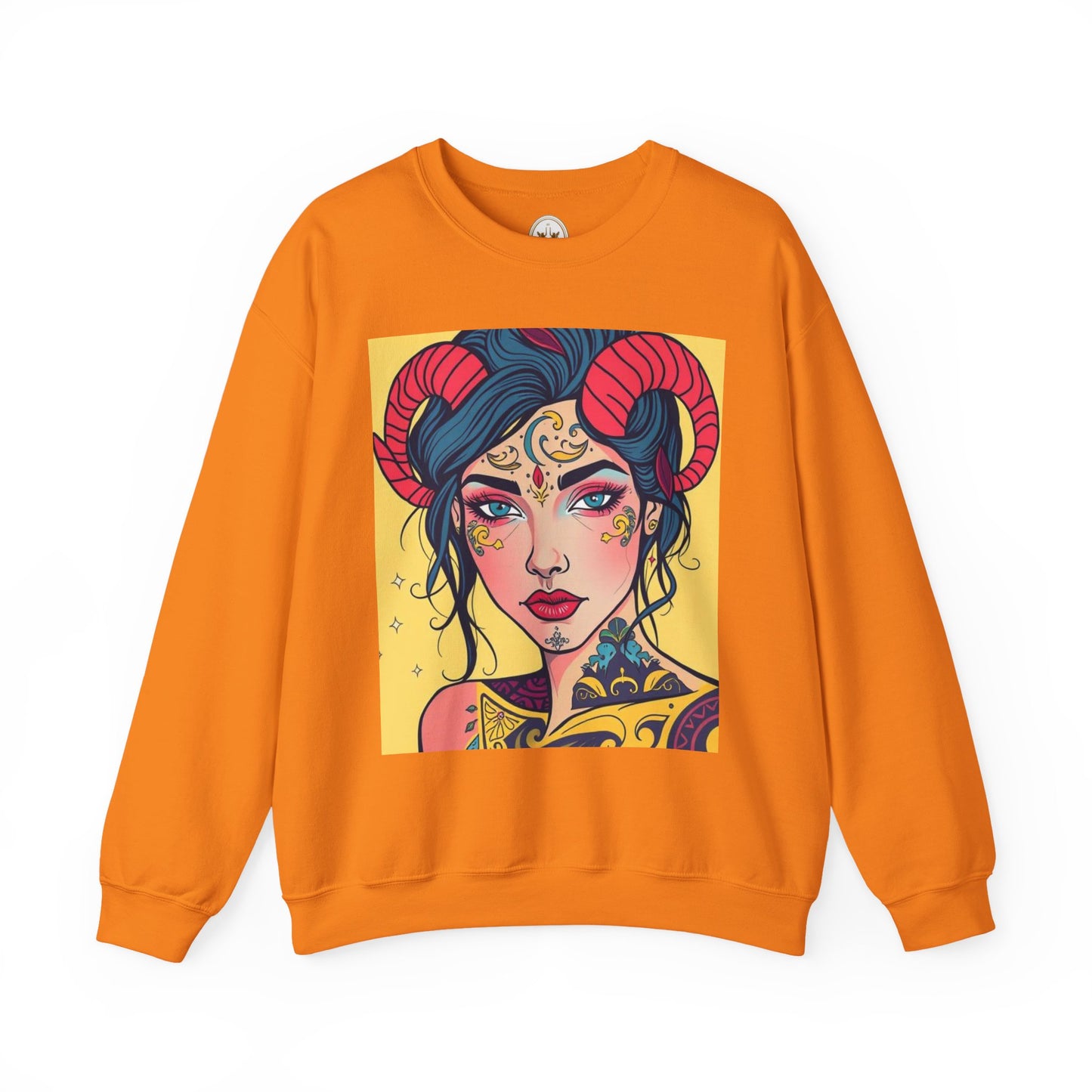 Unisex Heavy Blend™ Crewneck Sweatshirt, Aries, Zodiac v2, Sexy Pattern