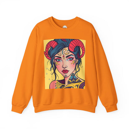 Unisex Heavy Blend™ Crewneck Sweatshirt, Aries, Zodiac v2, Sexy Pattern