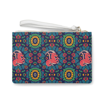 Clutch Bag, Capricorn, Zodiac v2, Flower Pattern