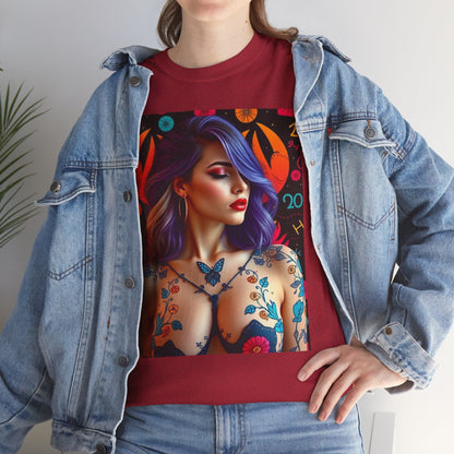 Unisex Heavy Cotton T-Shirt, Cancer, Zodiac, Sexy Art