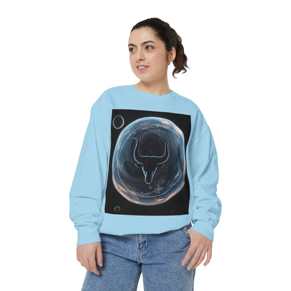 Garment-Dyed Sweatshirt, Unisex, Space Animal Design, Taurus