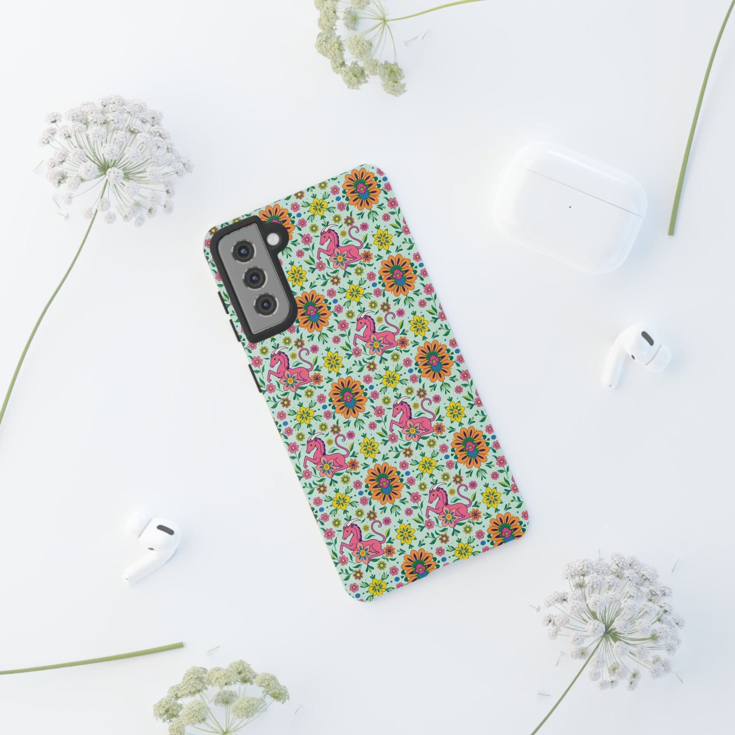 Tough Cases, Aquarius, Zodiac, Flower Pattern