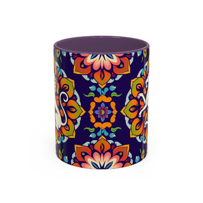 Accent Coffee Mug, Virgo, Zodiac v4. Flower Pattern, (11, 15oz)