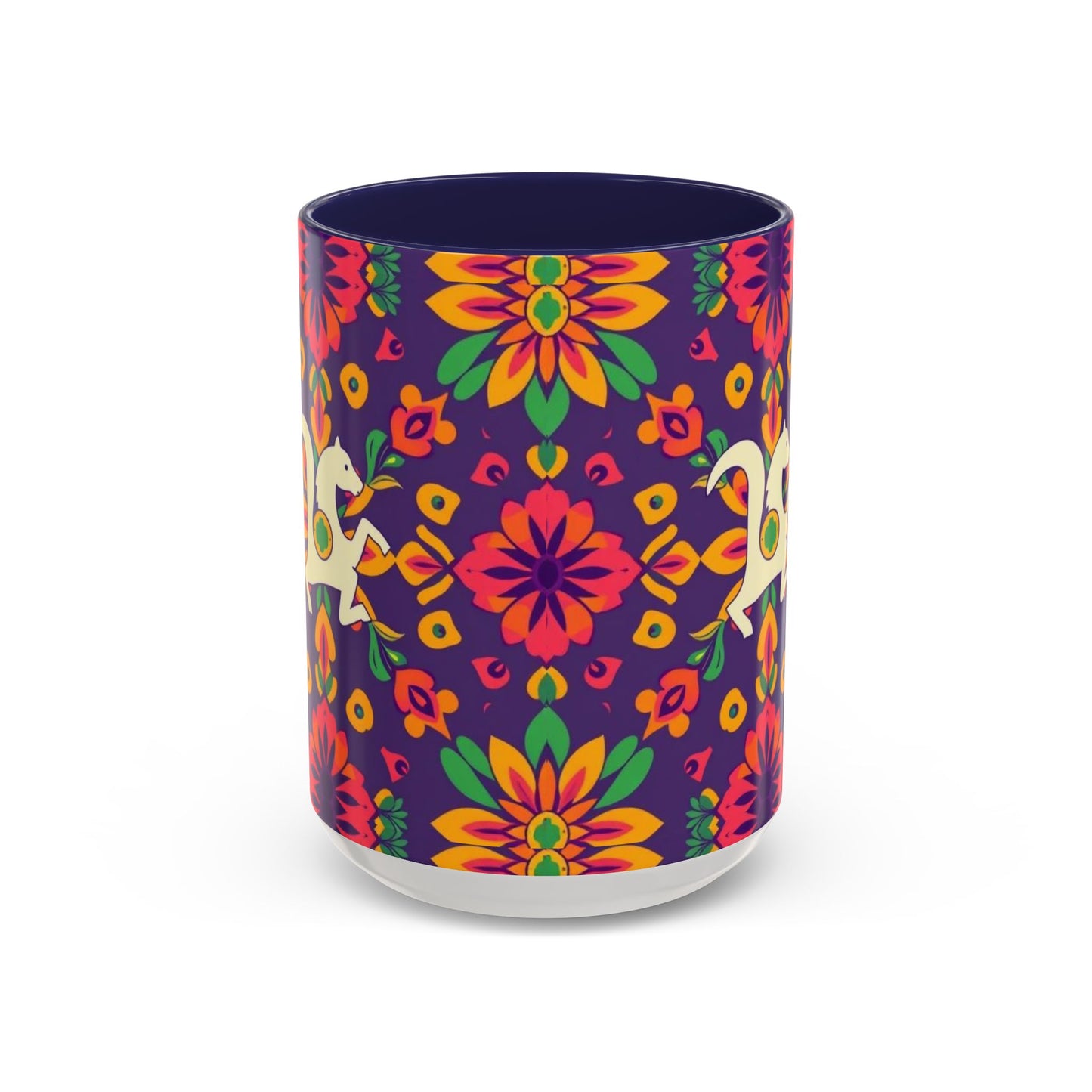 Accent Coffee Mug, Aquarius, Zodiac v2, Flower Pattern, (11, 15oz)