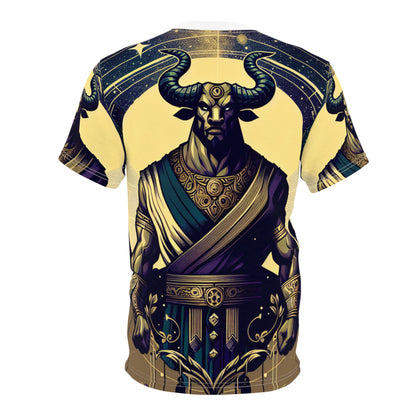 Unisex Cut & Sew T-Shirt (AOP), Minotaur, Taurus Zodiac Design, Regular fit, 100% Polyester