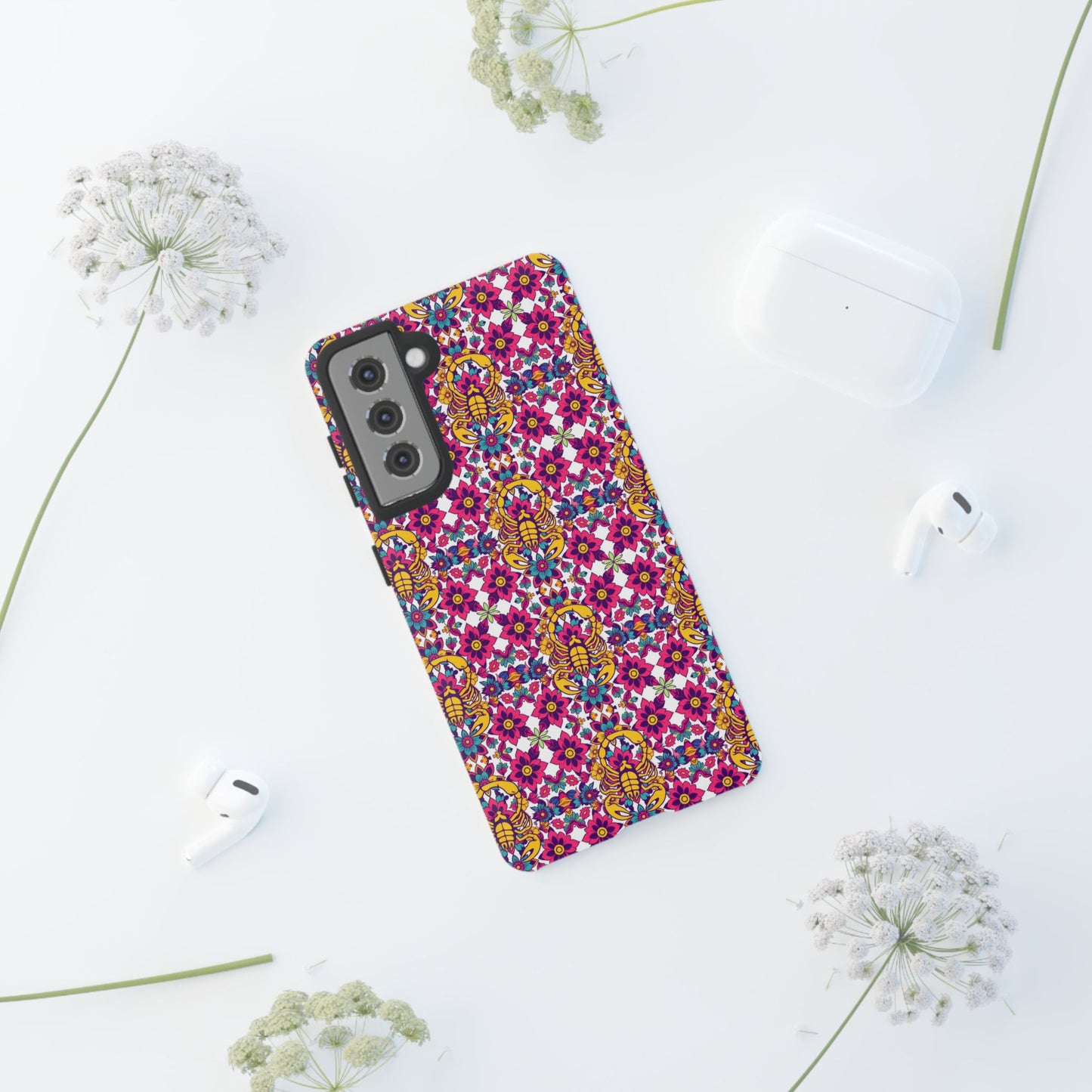 Tough Cases, Scorpio, Zodiac v2, Flower Pattern