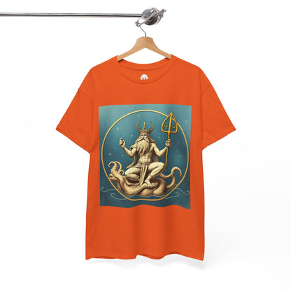 Unisex Heavy Cotton T-Shirt, Aquarius God 3v, Zodiac Design