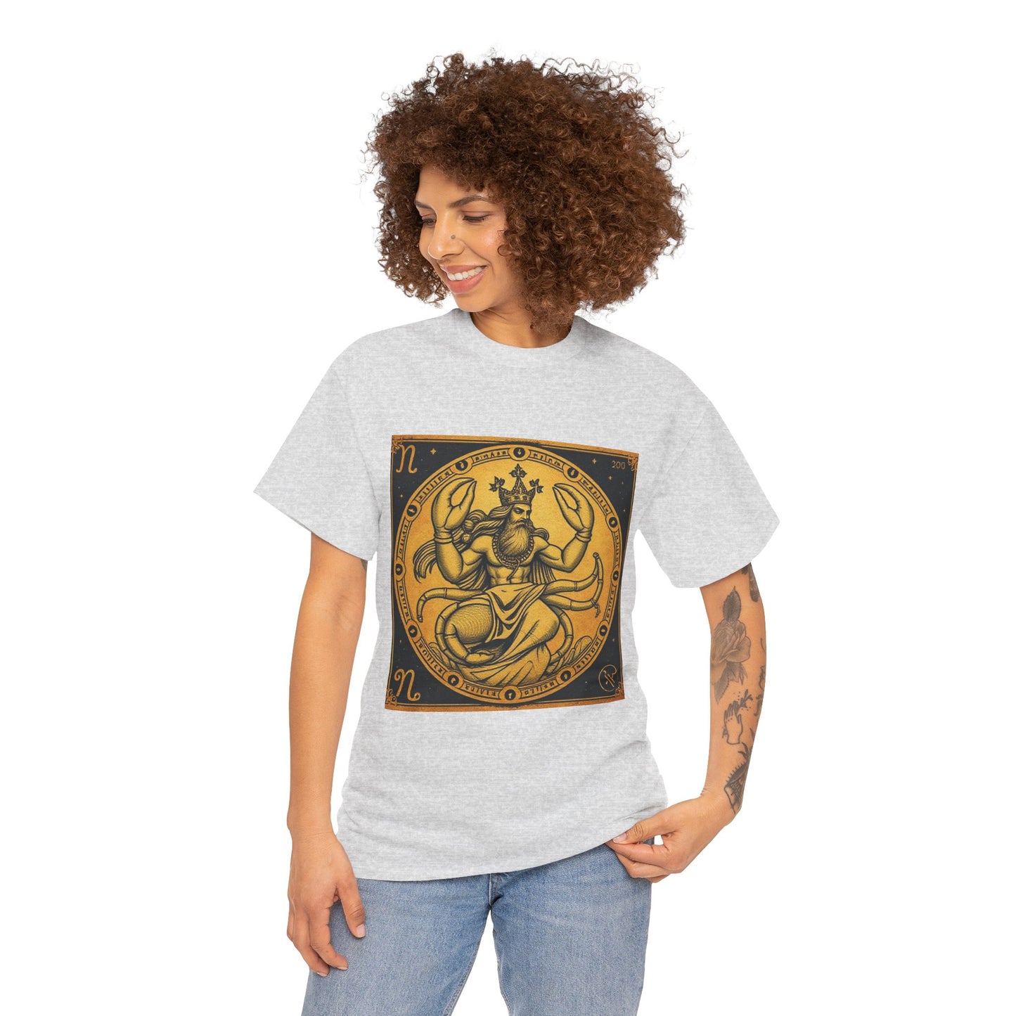 Unisex Heavy Cotton T-Shirt, Crab King, Cancer Zodiac Design