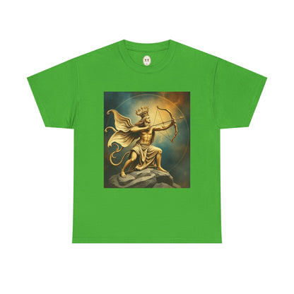 Unisex Heavy Cotton T-Shirt, Sagittarius King, Bow & Arrow v1, Zodiac Design