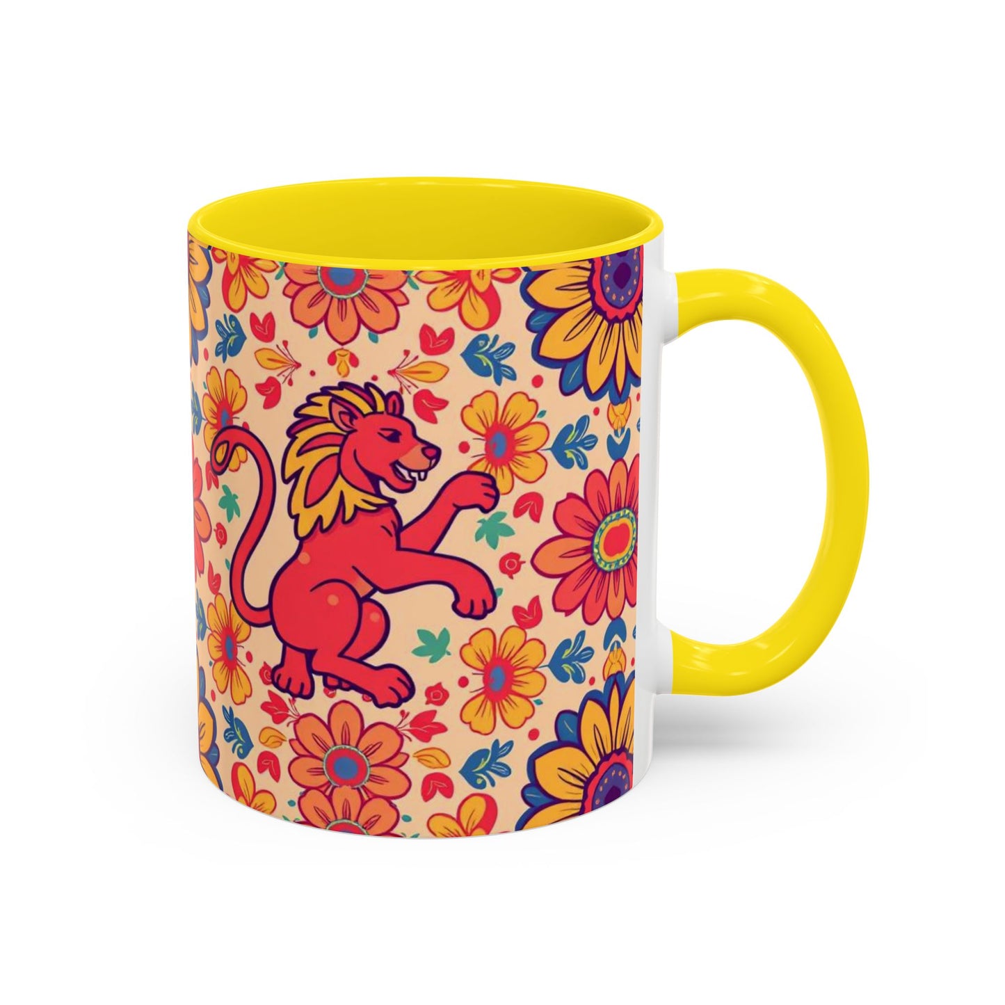 Accent Coffee Mug, Leo, Zodiac, Flower Pattern, (11, 15oz)