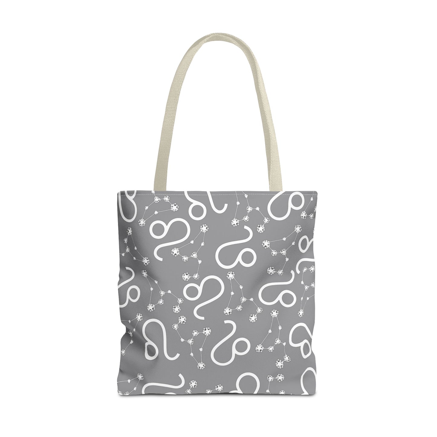 Tote Bag, Leo Zodiac Sign, AOP, (Grey, White)