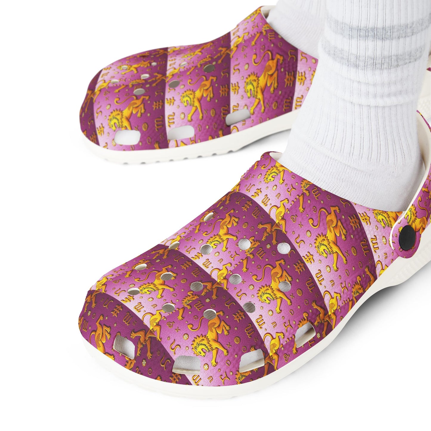 EVA Foam Rubber Shoes, (AOP), Leo, Zodiac v2, Pattern