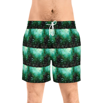 Men's Mid-Length Swim Shorts, (AOP), Taurus, Zodiac v4, Bubble Pattern