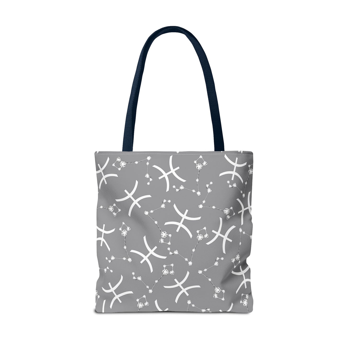 Tote Bag, Pisces Zodiac Sign, AOP, (Grey, White)