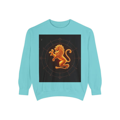Garment-Dyed Sweatshirt, Unisex, Space Animal Design v1, Leo