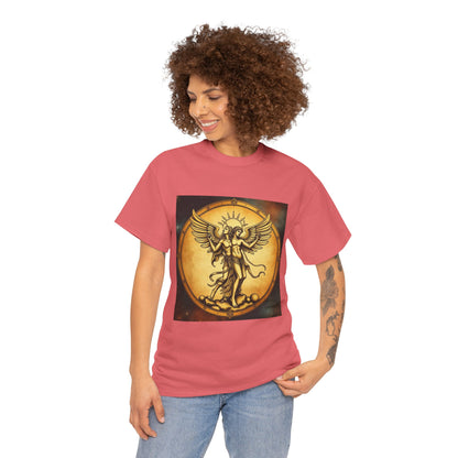 Unisex Heavy Cotton T-Shirt, Twin Angel v1, Gemini Zodiac Design