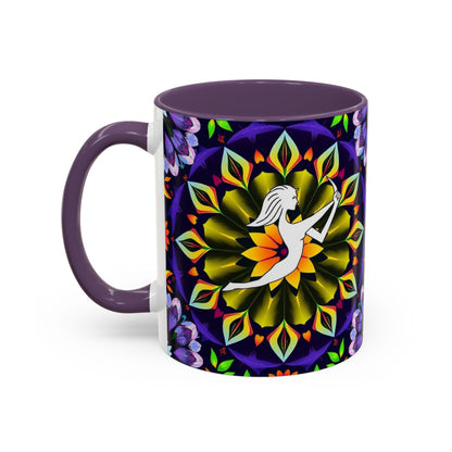 Accent Coffee Mug, Sagittarius, Zodiac v1. Flower Pattern, (11, 15oz)