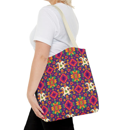 Tote Bag (AOP), Aquarius, Zodiac v2, Flower Pattern