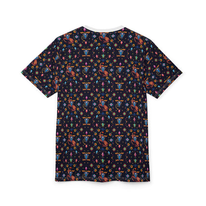 Unisex Cut & Sew T-Shirt, (AOP), Capricorn, Zodiac v2, Jewels Pattern