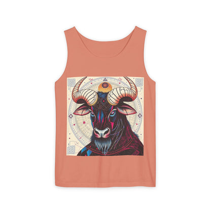 Unisex Garment-Dyed, Tank Top, Taurus Design, Pop Art, 100% US cotton