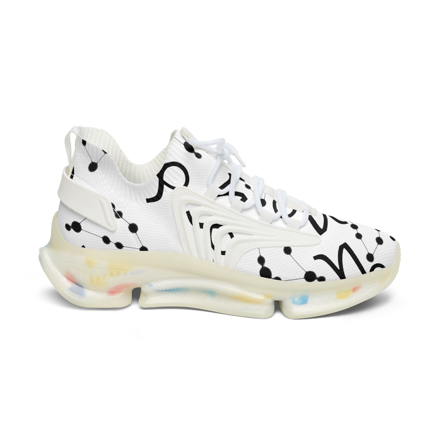 Women's Mesh Sneakers, Constellation & Symbol, Capricorn Zodiac Sign, AOP