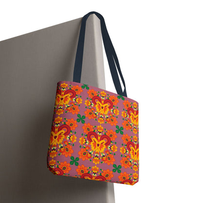 Tote Bag (AOP), Aries, Zodiac v1, Flower Pattern