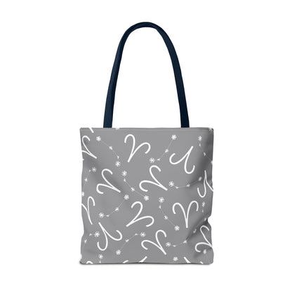 Tote Bag, Aries Zodiac Sign, AOP, (Grey, White)