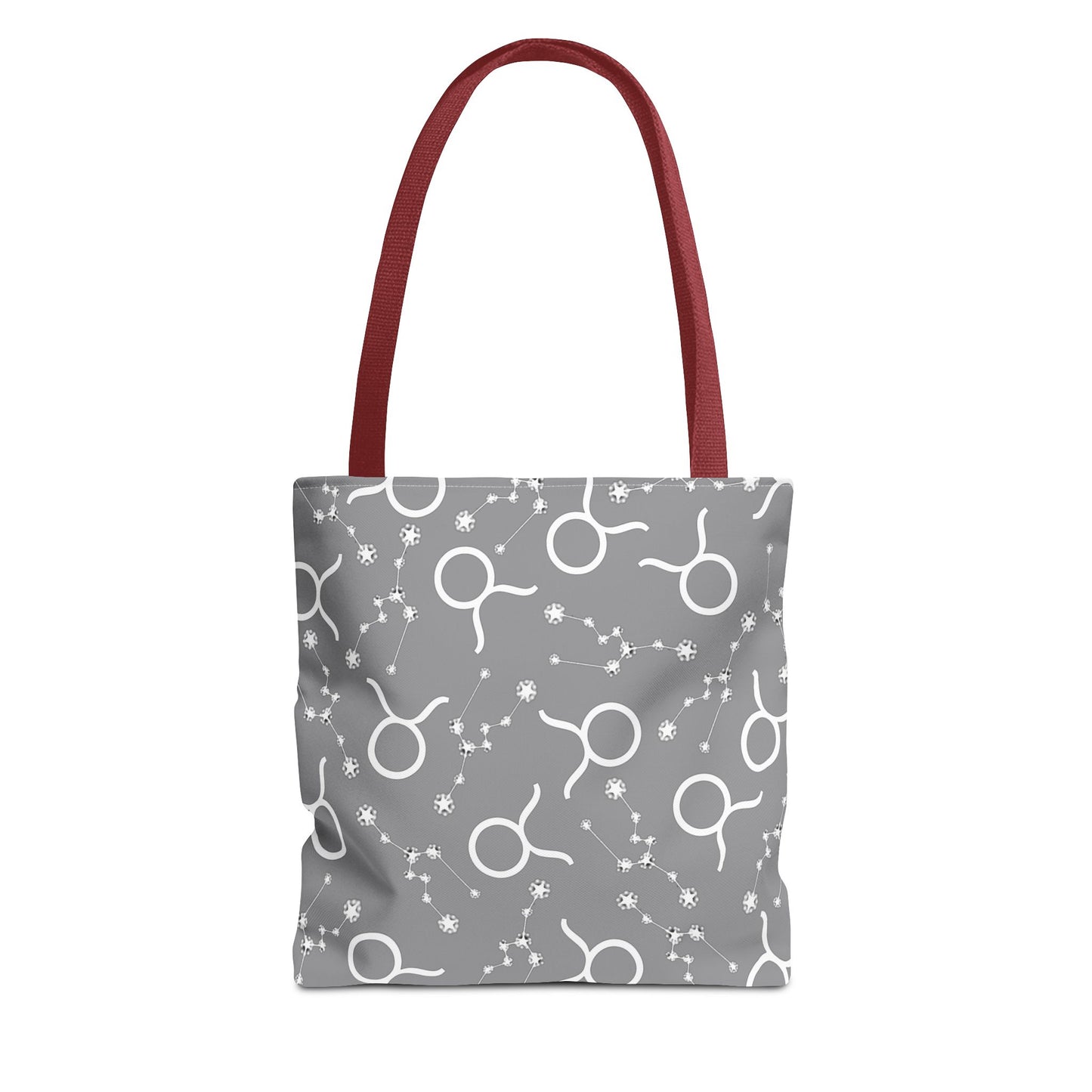 Tote Bag, Taurus Zodiac Sign, AOP, (Grey, White)