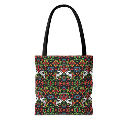 Tote Bag (AOP), Taurus, Zodiac v1, Flower Pattern