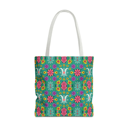 Tote Bag, (AOP), Aquarius, Zodiac v2, Flower Pattern