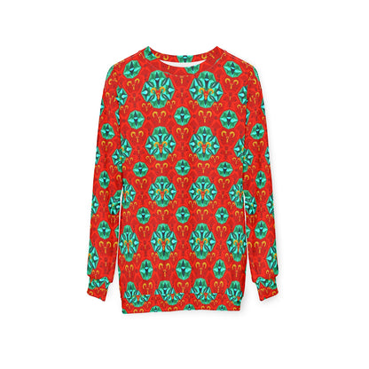 Unisex Sweatshirt (AOP), Aries, Zodiac v1, Jewel Pattern